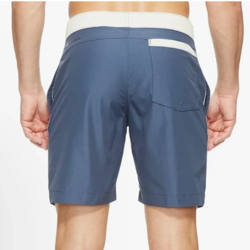 Men`s Columbia Lakedale Cove Blue‎ and Cream Board Shorts Zinc Stone Sz 34